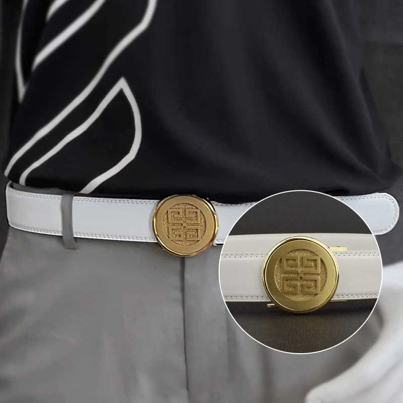 High Quality 2025 Hot G Letter Luxury Men White Designer Fashion Belt Wide Casual Business Classic Waist Strap Ceinture Homme C251024