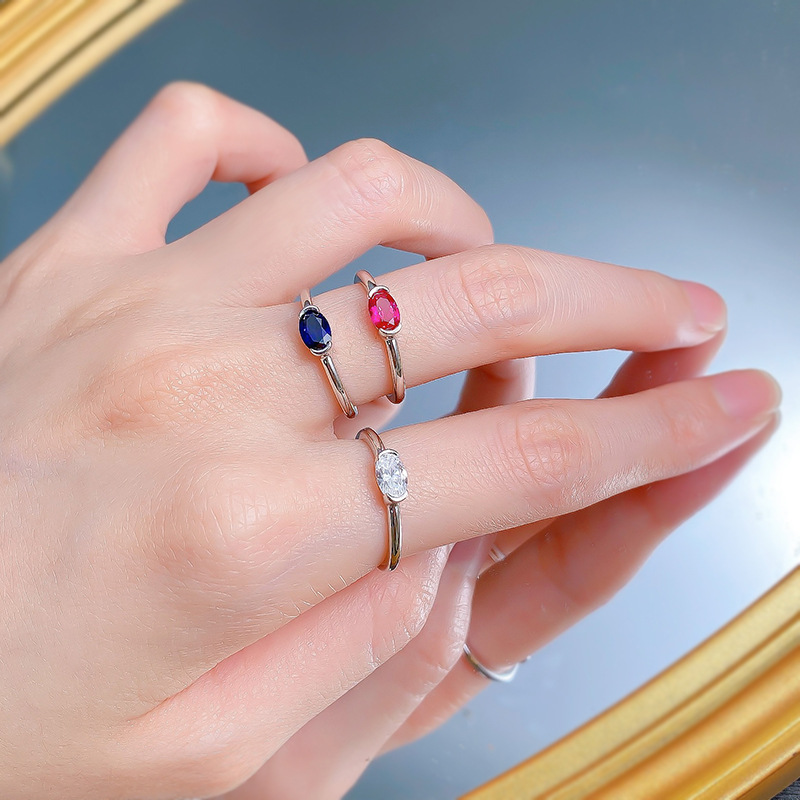 2025 Choucong Ins Top Sell Wedding Rings Solitaire Simple Fashion Jewelry Real 100% 925 Sterling Silver Oval Cut Ruby 5A Zircon CZ Diamond Party Etern