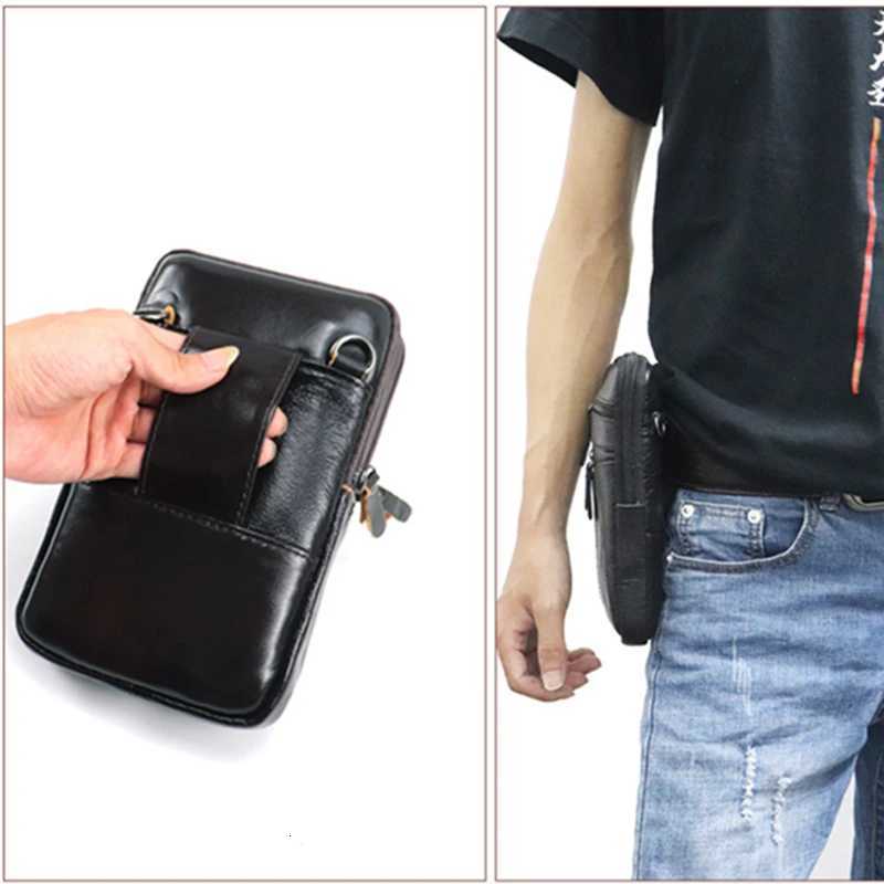 Men Genuine Leather Phone Bags Mini Waist Packs Belt Bag Classic Crossbody Shoulder Bag Fashion Small Mens Chest Shoulder PouchL251024