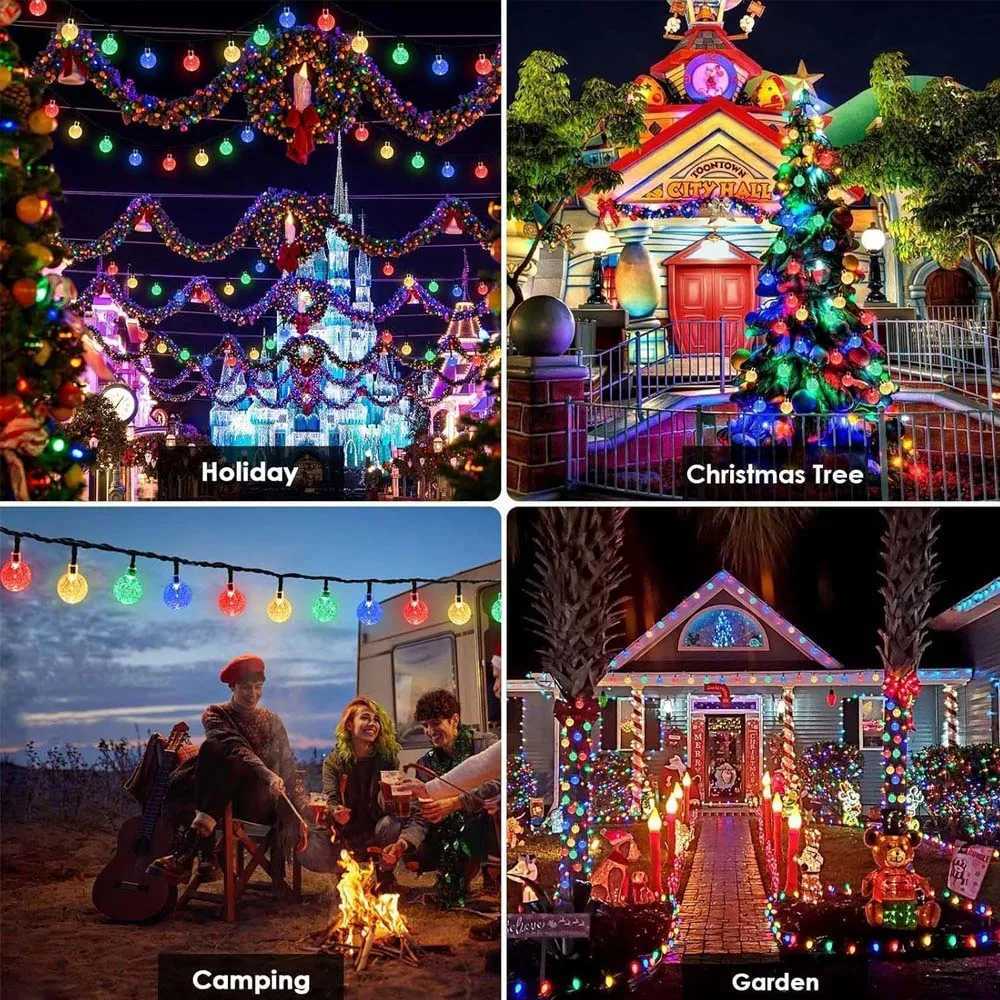 USB Crystal Globe String Lights Outdoor IP65 Waterproof Light Fairy Light 8Mode Remote Christmas Garland for Garden Party Decor C251024