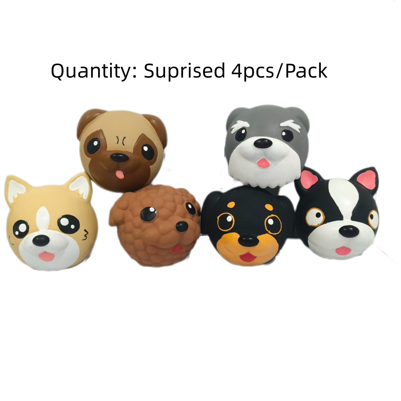 Rubber Squeaky Chewy Dog Toy Soft Natural Latex Screaming Sound Interactive Bouncy Animal Head Balls Dog Toys with Bright Colors for Small Dogs Supris