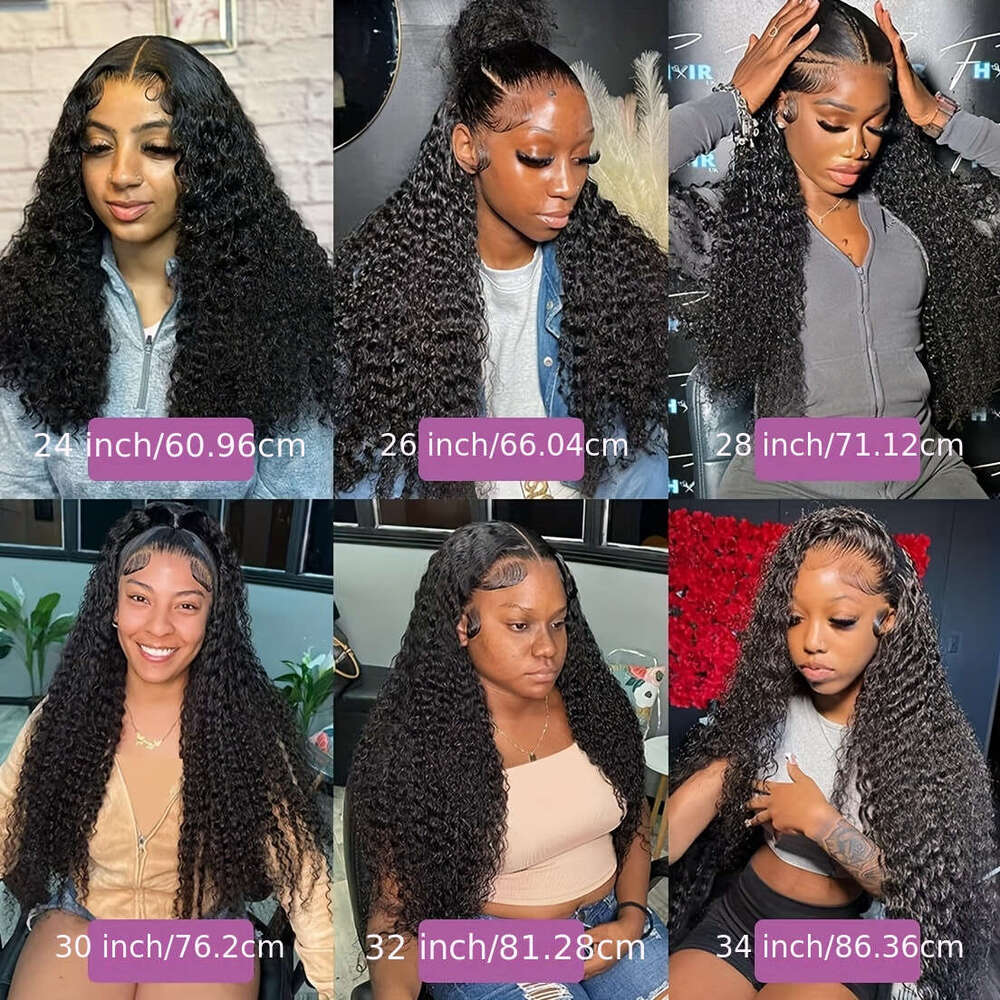 Wave 250 Density 13x6 HD Pre Plucked Deep Curly Glueless Wig Virgin Human Hair Lace Front Wigs
