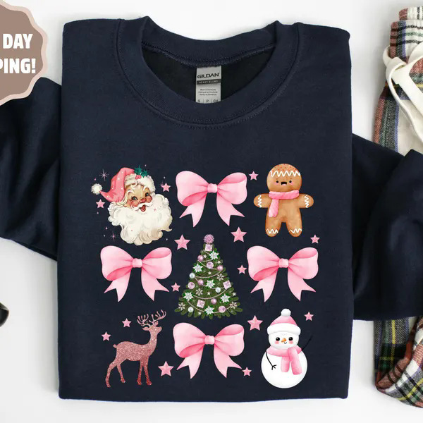 Tailored Female Xmas Outfit Cozy Long Sleeves Apparel Showcasing Jolly Old St Nick