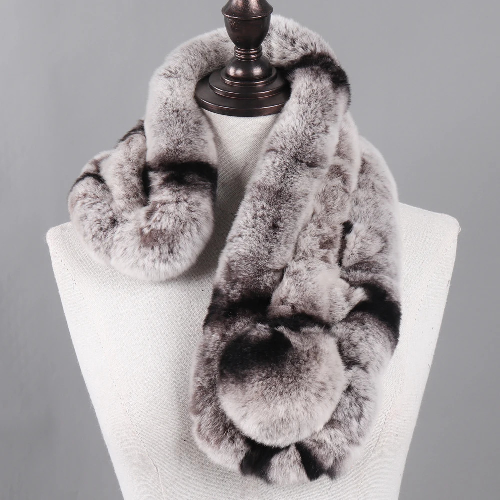 Winter Natural Rex Rabbit Fur Ring Scarf Women Warm Real Rex Rabbit Fur Mufflers Russian Lady Genuine Rex Rabbit Fur Scarves 251020