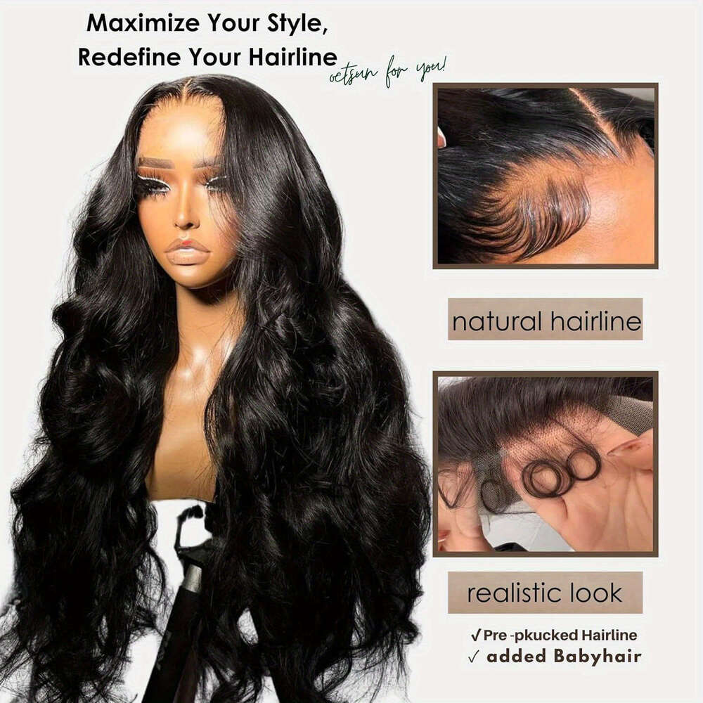 Body Wave 13x4 Human Wigs Pre Plucked With Baby Hair 13*4 Lace Front For Women 200% Density Natural Color