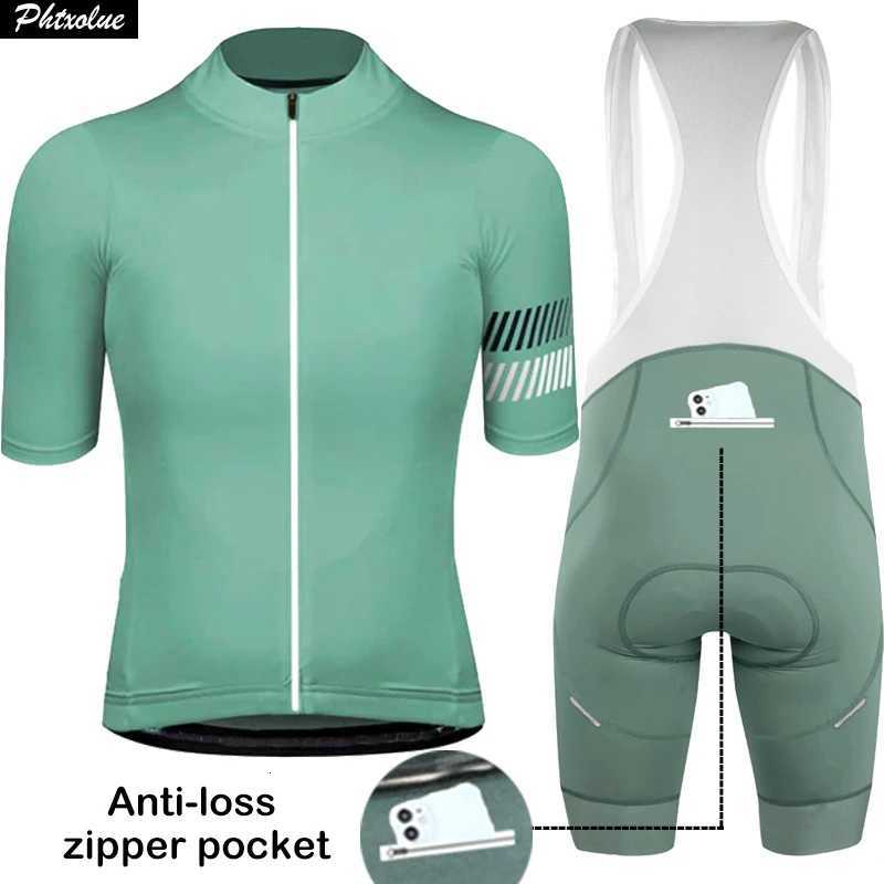 Phtxolue Cycling Jersey Set Men AntiLoss Zipper Women Cycling Set Clothing Pro Bike Clothes AntiUV MTB Bicycle Wear Suit KitT251024