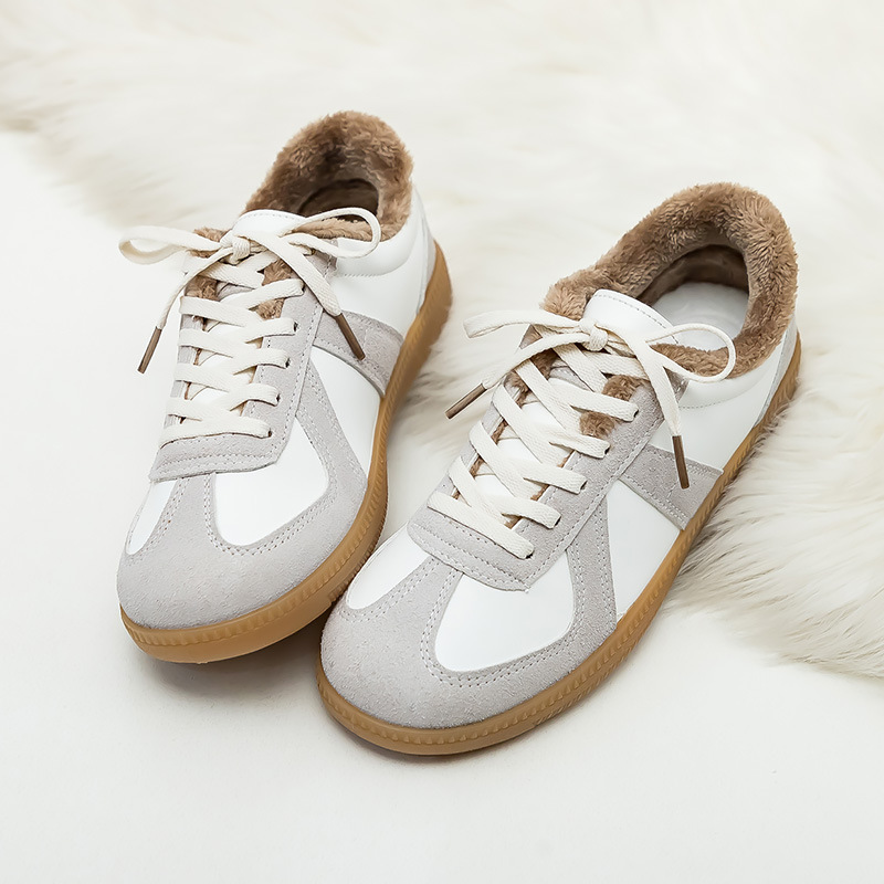 Korean Fashion design Casual Shoes Short Fleece Warmth Flat Sneakers for Men And Women Autumn Winter
