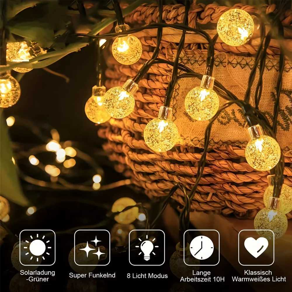 USB Crystal Globe String Lights Outdoor IP65 Waterproof Light Fairy Light 8Mode Remote Christmas Garland for Garden Party Decor C251024