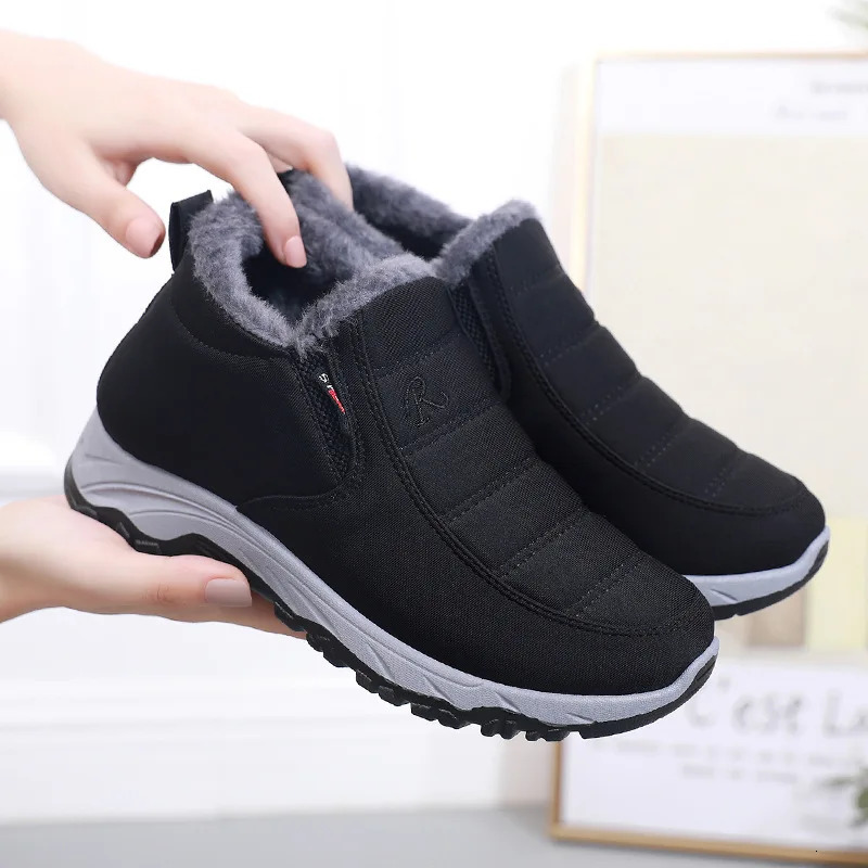 Mens Boots Warm Snow Boots Winter Fashion Plush Casual Cotton Shoes Round Toe Couples Ankle Boots Slip on Platform Short Boot251020