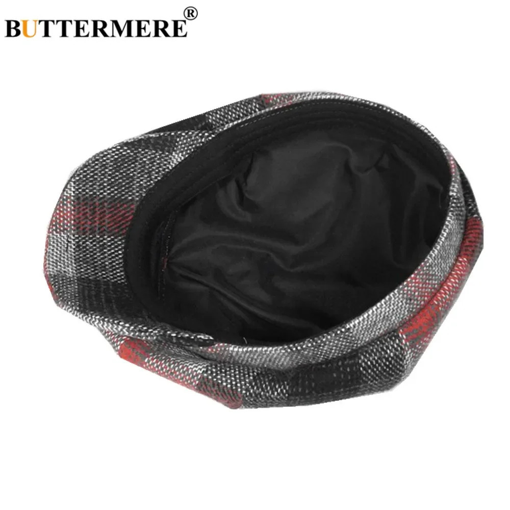 BUTTERMERE sboy Cap Wool Men Women Octagonal Cap Woolen Male Tweed Panel Plaid British Style Vintage Flat Cap Beret 251021