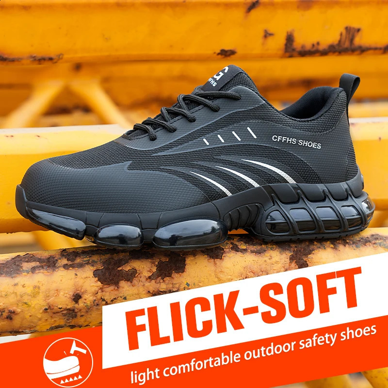 Breathable lightweight and comfortable antismash and antipuncture safety shoes 251023