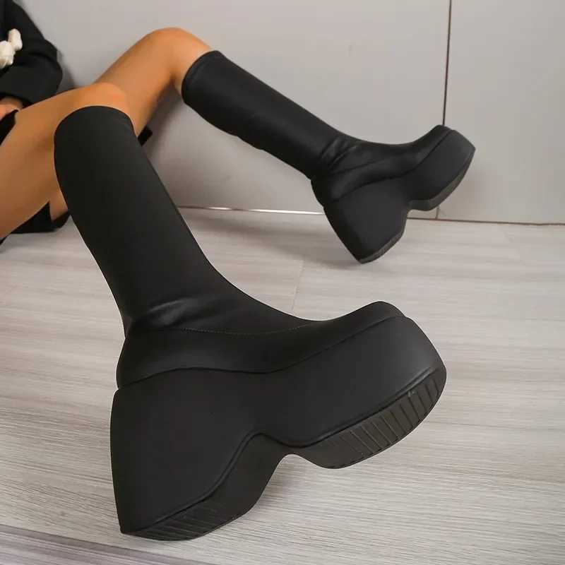 Brand Women Boots Gothic Style Platform Women Ankle Boots High Quality Walking Comfy Woman Shoes New Sexy High Heels Big Size 43 W251024