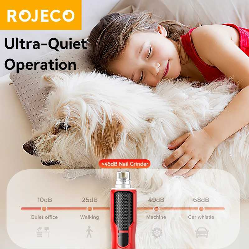 ROJECO Electric Pet Nail Grinder Dog Cat Rechargeable Nail Clippers LED Light Pet Claw Nail Grooming Trimmer Accessories Z20251024