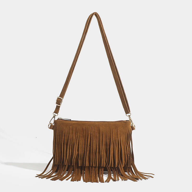 Shenglan Leather American Style New Matte Tassel Saddle Dopamine Outfit Crossbody Bag