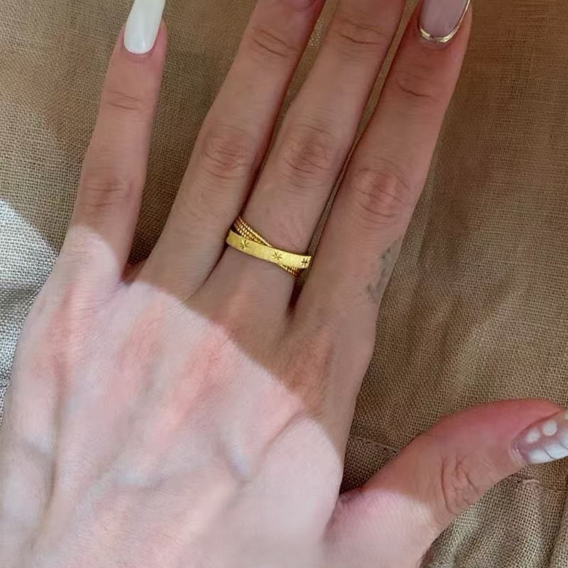 TaiYang New Mercury Double Ring, Sparkling Celestial Wish Jewelry, Gold Plated Copper & Zirconia Minimalist Stacking Gift