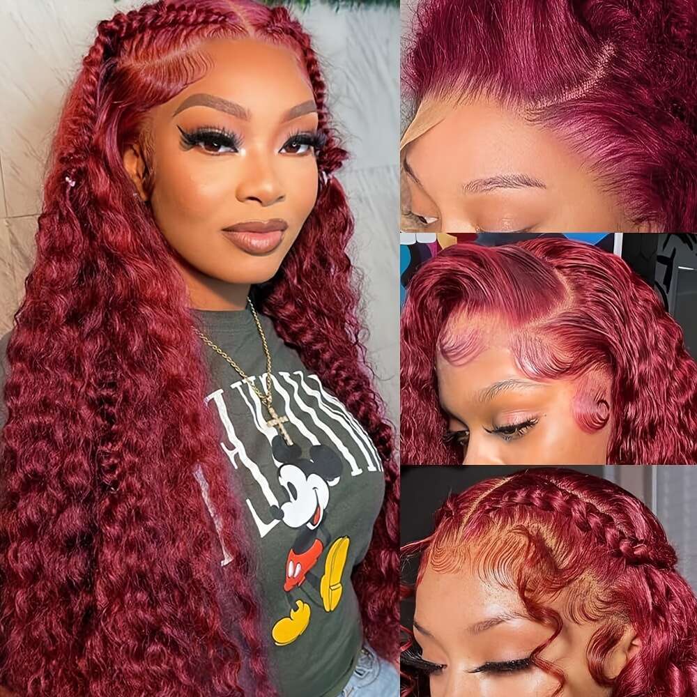 28" Glueless Front HD Transparent Lace Frontal, 180% Density Natural Looking Curly Voluminous Red Wig Women Easy Application, Everyday Special Ev