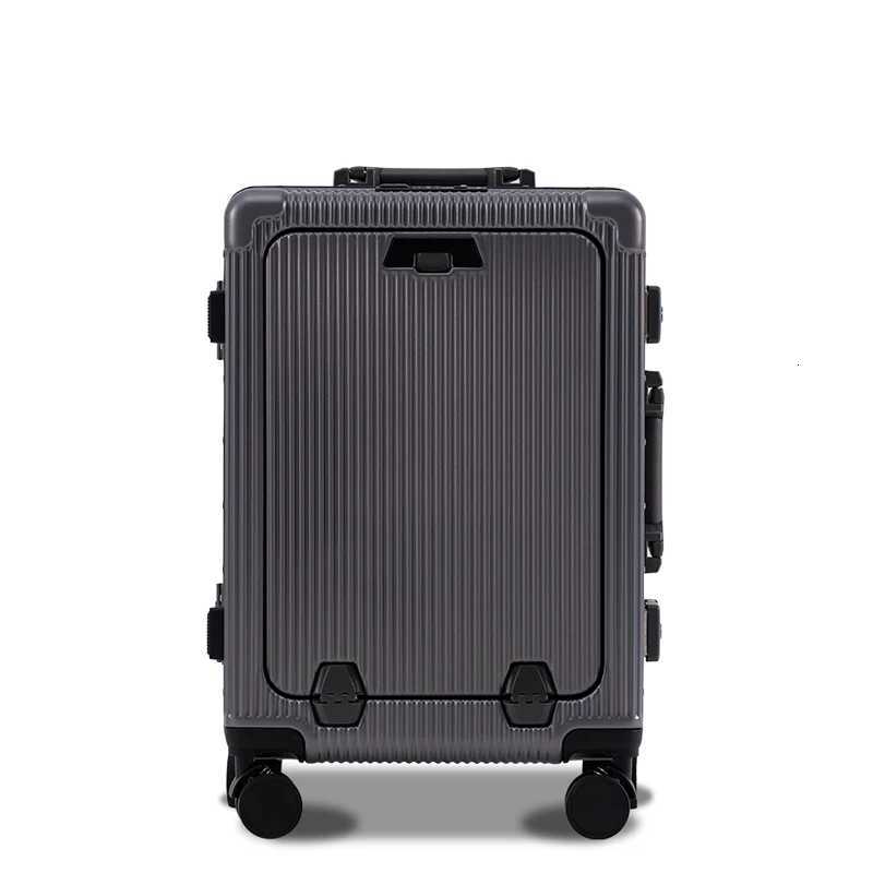 2024 inch New Luggage Aluminum Frame Front Opening Laptop Bag Multifunctional Travel Suitcases Cabin Bag Trolley CaseW251024