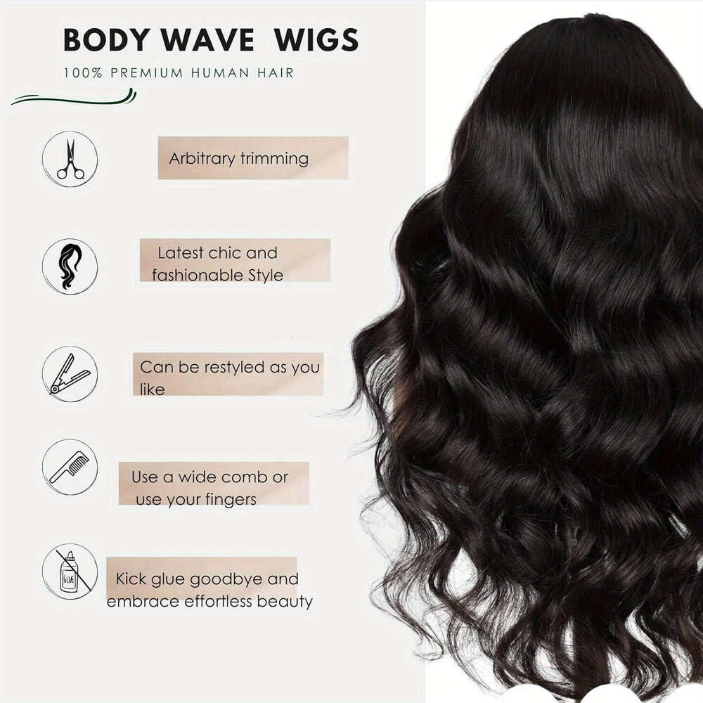 Body Wave 13x4 Human Wigs Pre Plucked With Baby Hair 13*4 Lace Front For Women 200% Density Natural Color