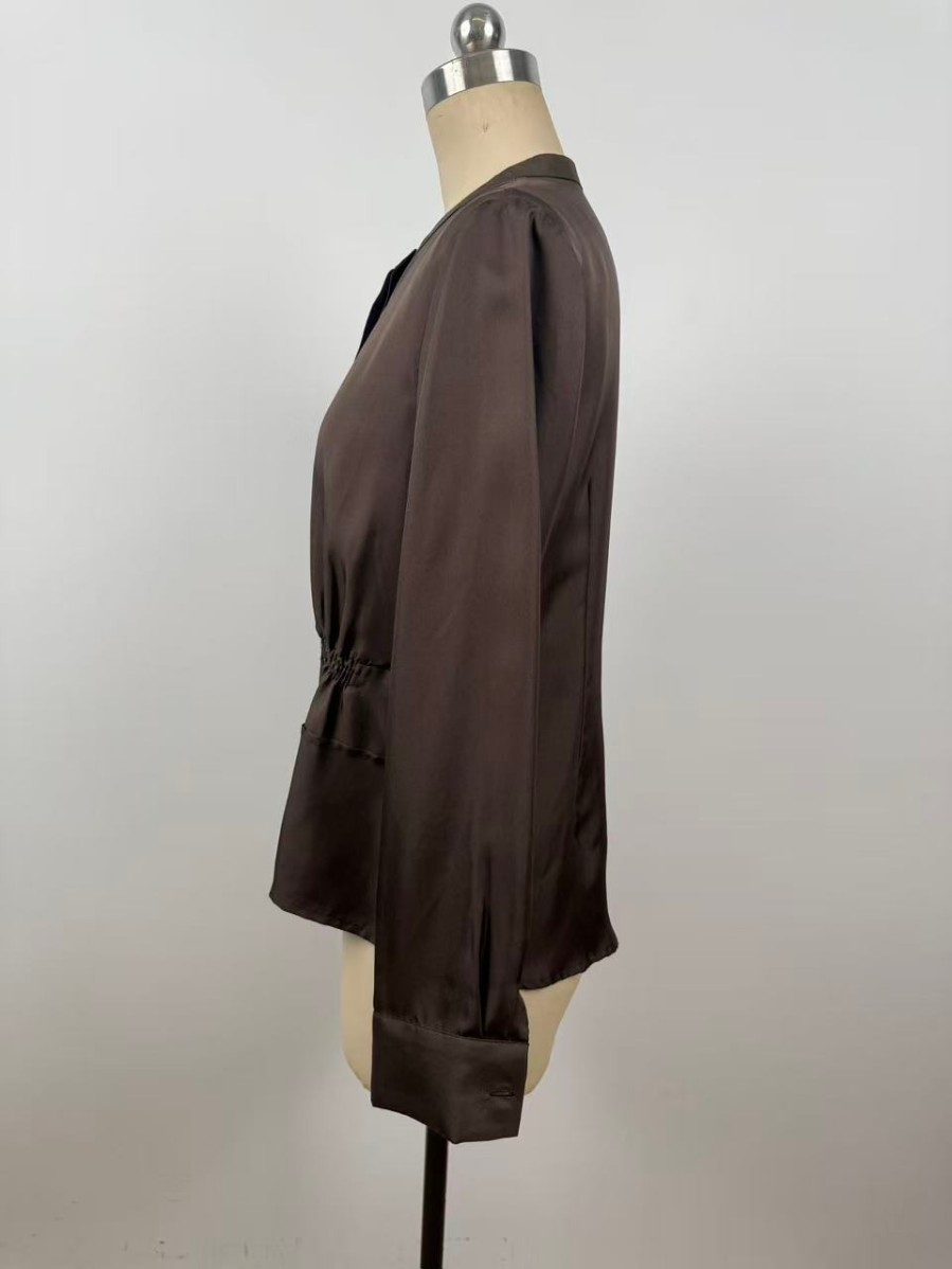 Simple, Sophisticated, Elegant, Light Luxury Round-Neck Silk Shirt-Style Jacket JYS37094