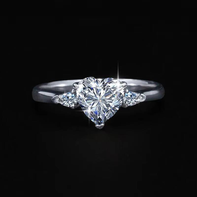 Heart Shape 925 Silver 3CT Moissanite Engagement Wedding Ring With GRA Certificate for Women