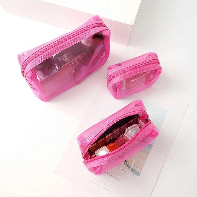 3PcsSet Small Large Cosmetic Bags Simple Mesh Storage Toiletry Bag PWomen Female Lightweight Transparent Makeup Bag with ZipperT251024