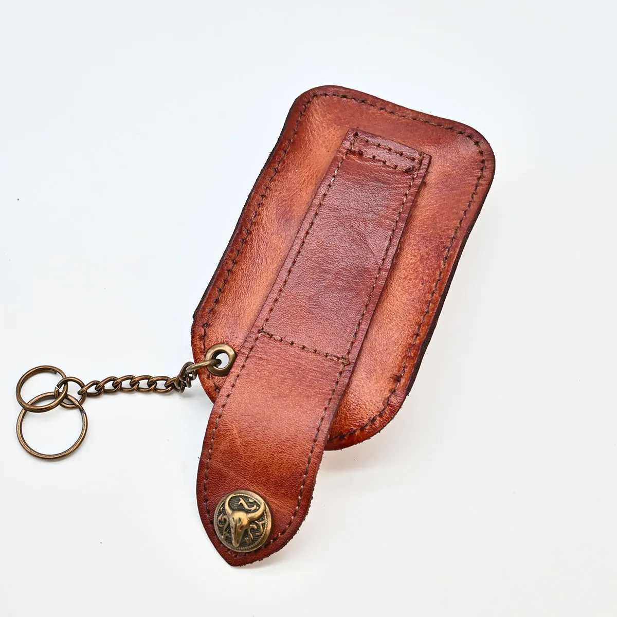 Leather Car Key Case Belt Wear Smart Belt Pouch Portable Key Case Retro Wrinkled Top Layer Cowhide Leather Key Fob Holder Z251023