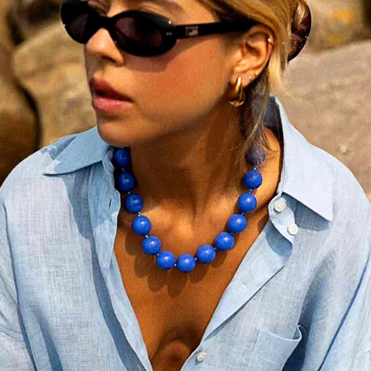Docona Bohemia Bead Round Colourfulne Neckalce for Women Fashion Banquet AdjustableGeometric Holiday JewelryPartyGifts 251016