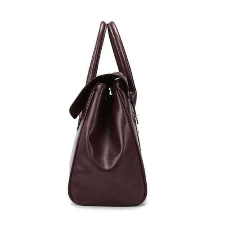 Pure Color Large Soft Handbag For Ladies Artificial Leather Flap Tote Classic Versatile Shoulder Bag Commuting Travel Bags