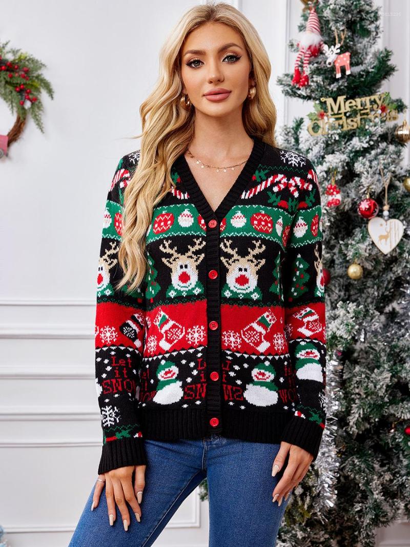 Designer Women's Sweaters Christmas Print Womens Christmas Sweater Winter Casual Loose Full Sleeve Knitwear Oversized Jumper Warm Soft Xmas Look 