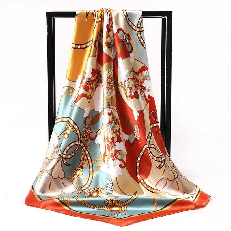 Satin Silk Square Scarf Wen High Quty Shl wer Neckerchief Ladies band Hair Bands Print Foard Hijab Wrs Bandana Y251024