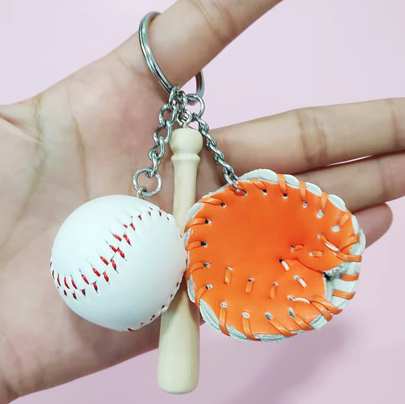 Creative Baseball Keychain Bag Charm Baseball 3-Piece Gift Set Fashionable Couple Small Gift Pendant Accessory 2025