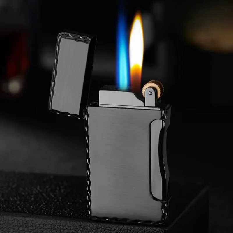 Creative Double Flame Gas Lighter Direct Injection Open Flame Convertible Butane Lighter Metal Material Unusual Lighter D251024