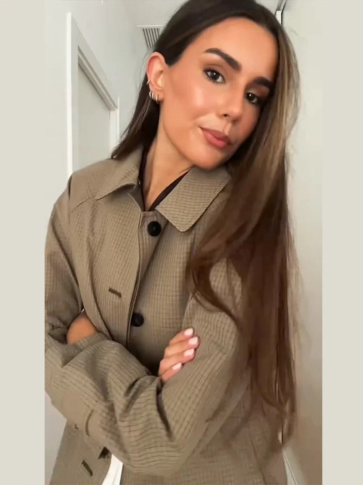 Womens Fur Collar Coat Vintage Autumn Outwear Double Sided Wear Trench Jacket Long Tops Y2K Style Woman Fashion Clothes 251021
