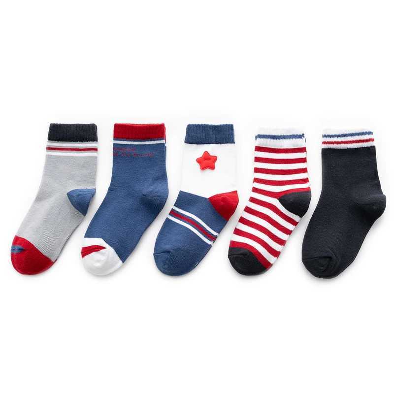 5Parislot Kids Socks Autumn Winter Cotton Baby Socks Red Star Cool Children Socks Fashion Striped Boys Socks J251024