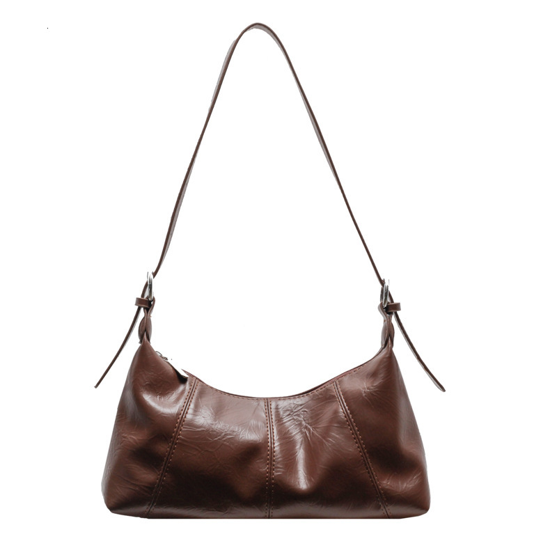 Luxury Brand Designer Bag Oil Wax Leather Crossbody Bag For Women 2025 New Trendy Large Capacity Versatile Shoulder Bag Textured Underarm Bag
