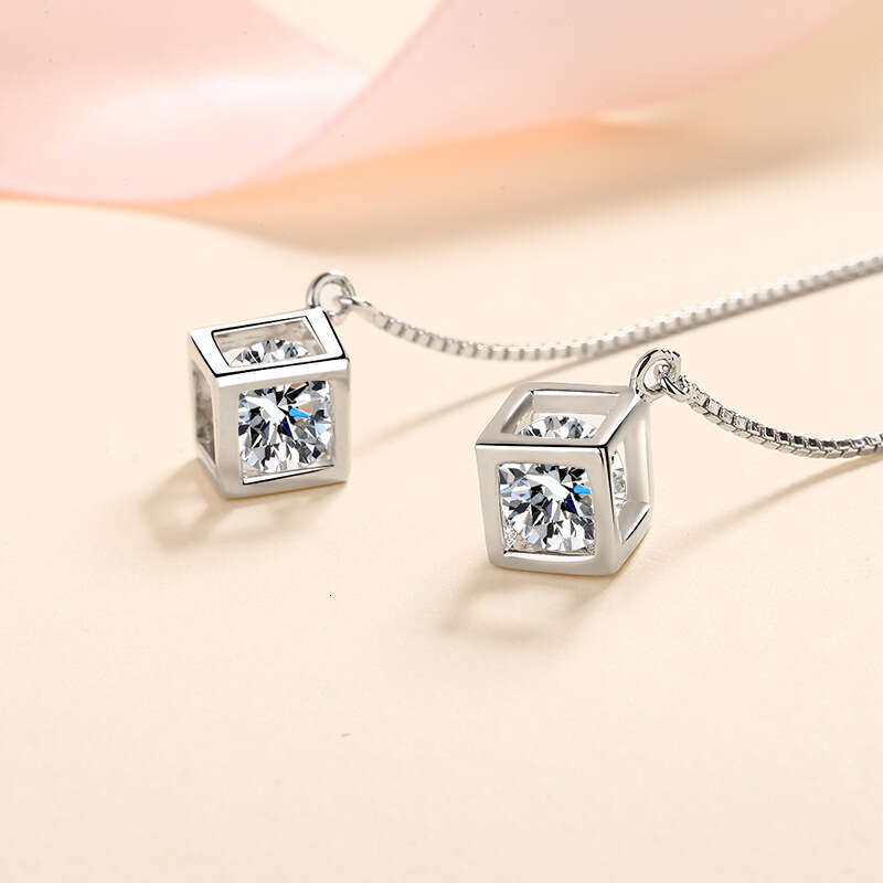 DHCollections-- Love Cube S for Women Tassel Moissanite Stud Earrings Faux Ear Line Jewelry