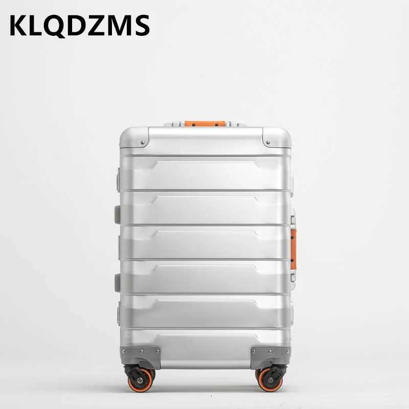 KLQDZMS 2024Inch Cabin Suitcase Full Aluminum Magnesium Alloy Boarding Box Mens Business Trolley Case with Wheels LuggageW251024