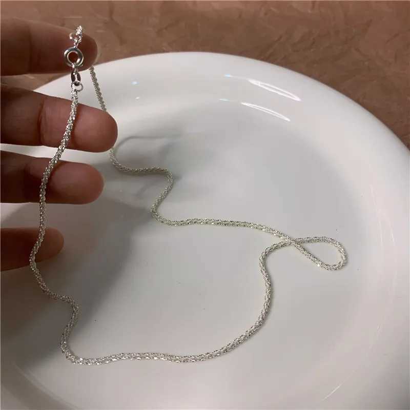 New Tren Sparkling Silver Color Choker Necklace for Women Elegant Clavicle Chain Necklace Party Wedding Collar Jewelry GiftsXJ251024