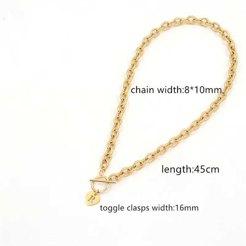 Simple fashion niche initials necklace women toggle clasp stainl steel chain necklace women suitable for daily work wearXJ251024