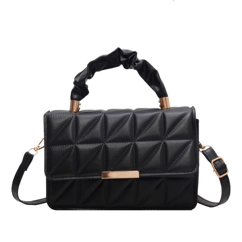 Women's Simple Textured Quilted Stitching Pleated Handbag 2023 Spring Summer New Fashionable Single Shoulder Crossbody Bag Trendy