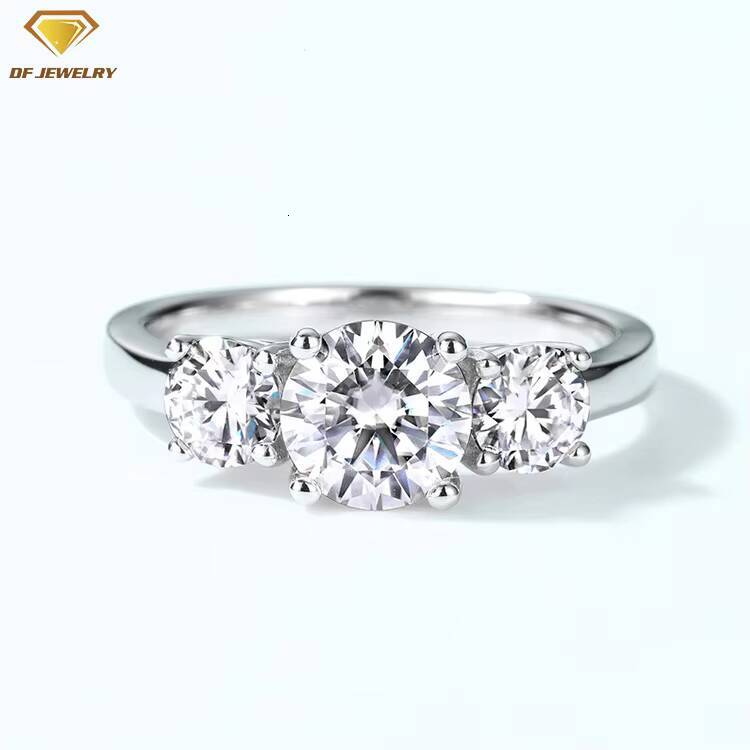 Solid 925 Silver Women Jewelry White Gold Moissanite Ring