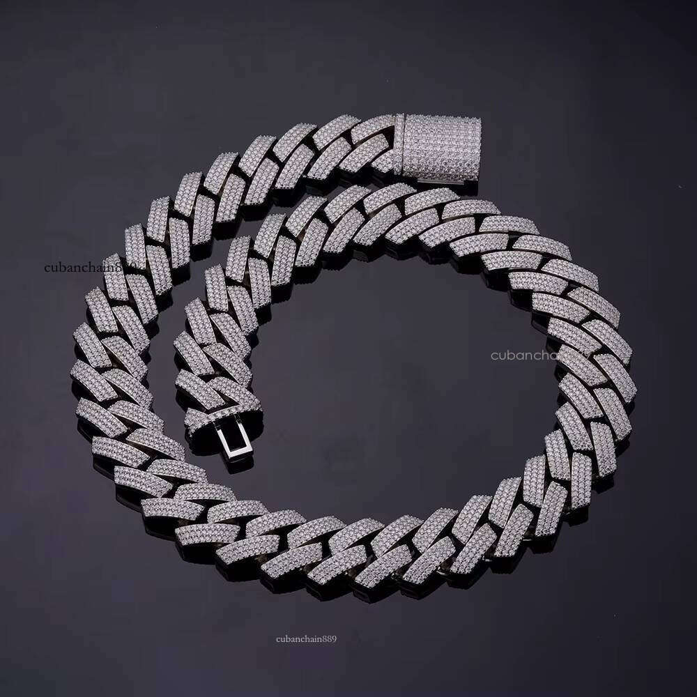 Designer necklace Hip hop jewelry bracelet necklaceVvs MoissaniteCZ Sterling Sier Brass Necklace Iced Miami Cuban Men's Chain