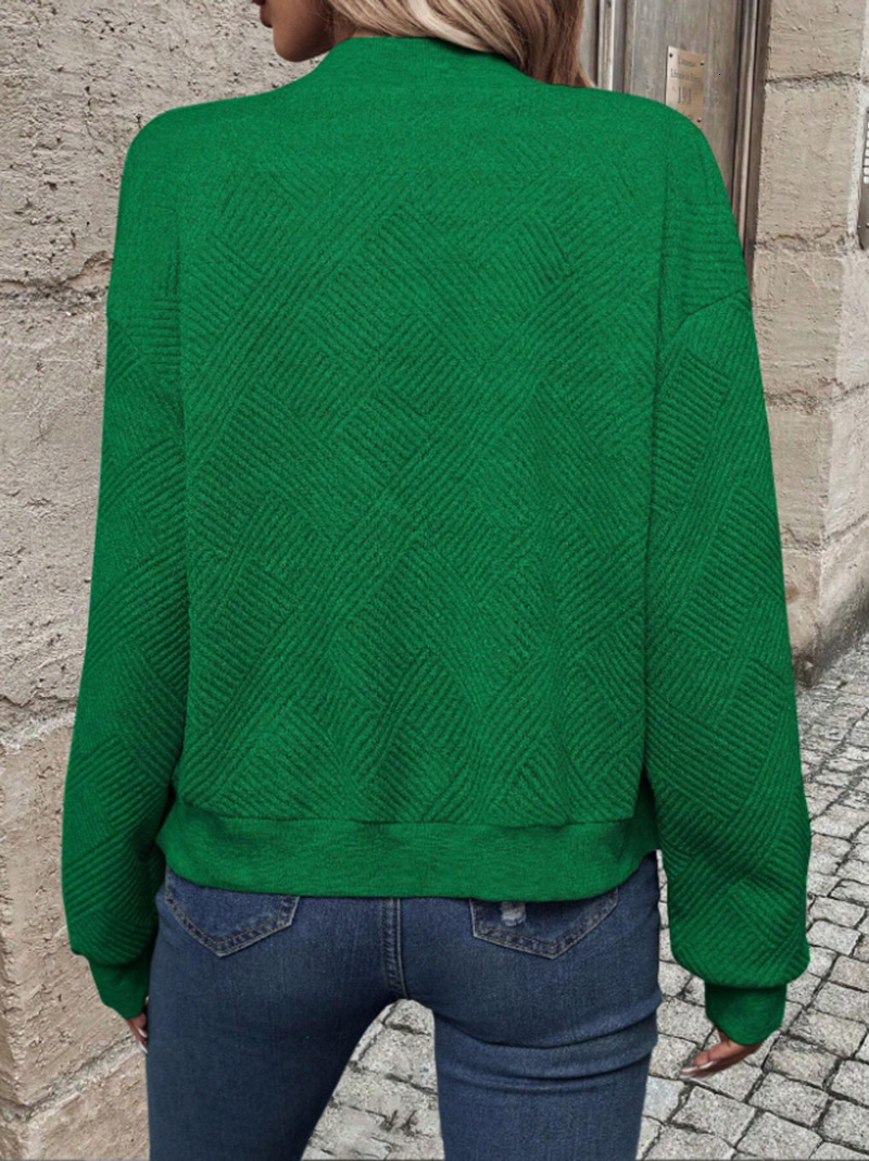 2025 Spring Stylish Half High Collar Zipper Knitted Cardigan Long Sleeve Elegant Coat Women