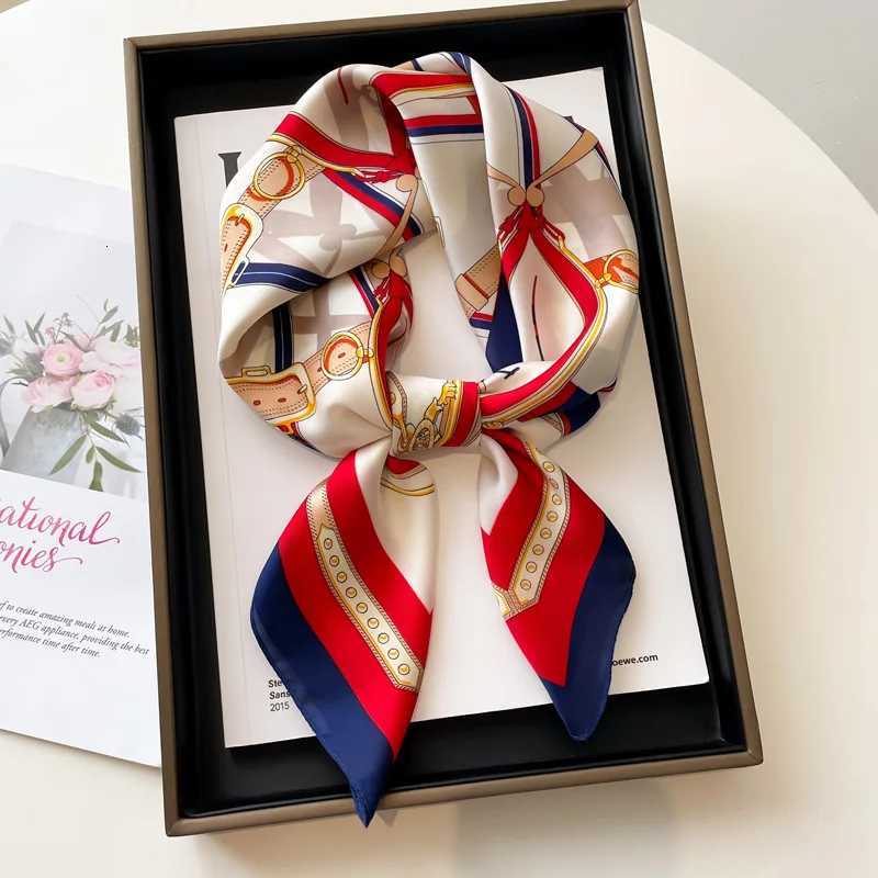 Luxury Silk Feeling Square Scarf Wen Carriage Print Satin Neckerchief Spring Hair Band Foard Bandana Echarpe Tie Shl Wrs Y251024