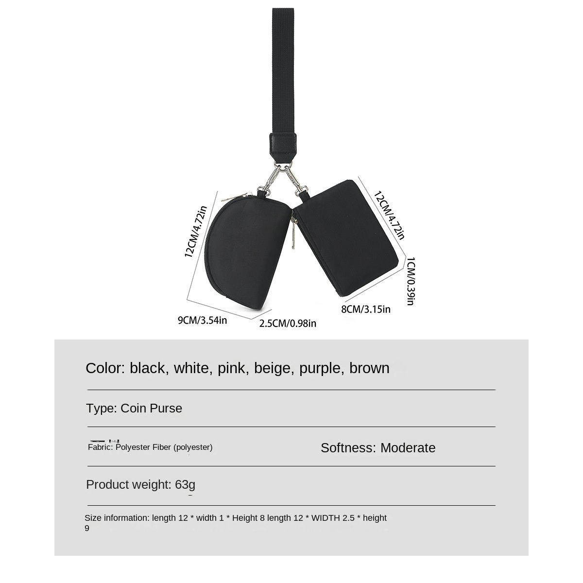 Yoga Bags 20 Colours Bag Dual Pouch Mini Zip Around Wristlet Portable Keychain Wallet Coin Purse Pocket