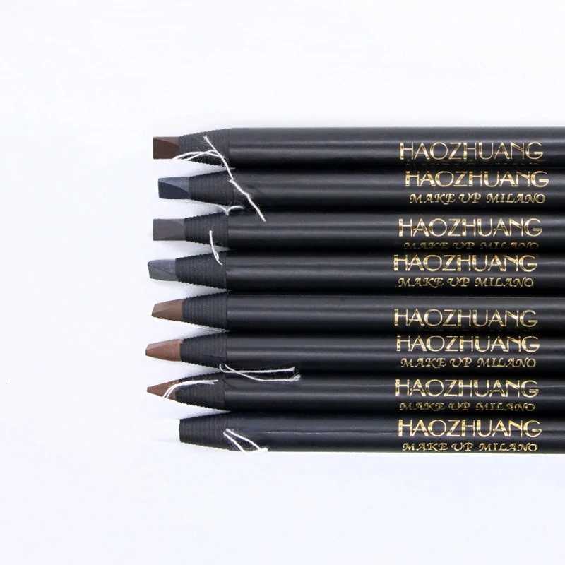 High Quality HAOZHUANG pull Eyebrow Pencil Black Makeup Wild Line Eyebrow Pencil Hard Core Flat Head pen White WaterproofL251024