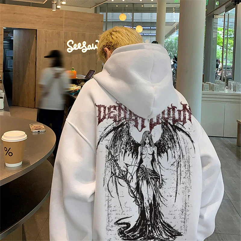 Harajuku Angel Graphic Hoodies For Men High Street Gothic Punk Fashion Hoody Winter Fleece Y2K Vintage Oversized Sweatshirts 251018