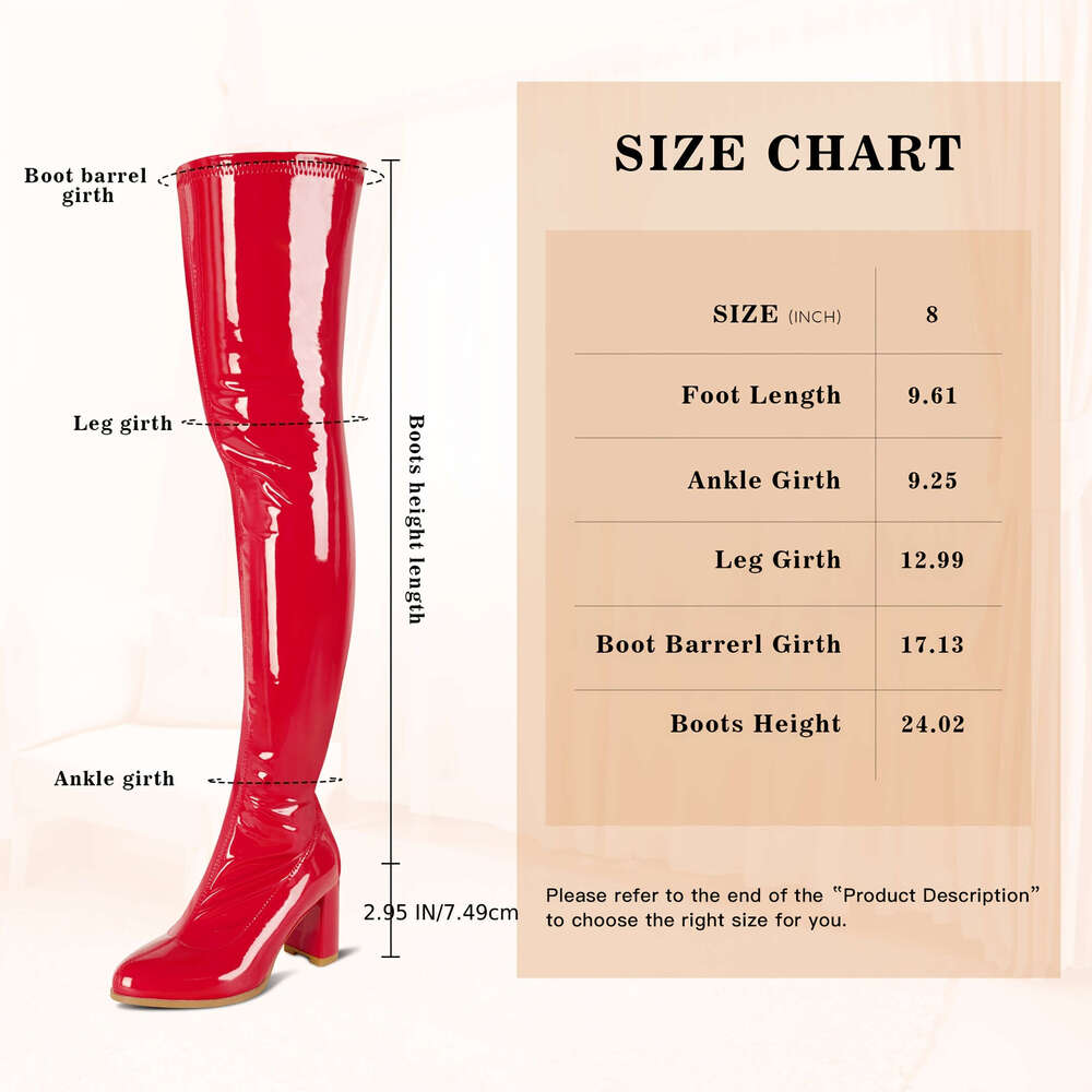 Thigh For Women Sexy Pointed Toe Over The Cosplay Dance Party Patent Chunky Heels GOGO Knee High Boots