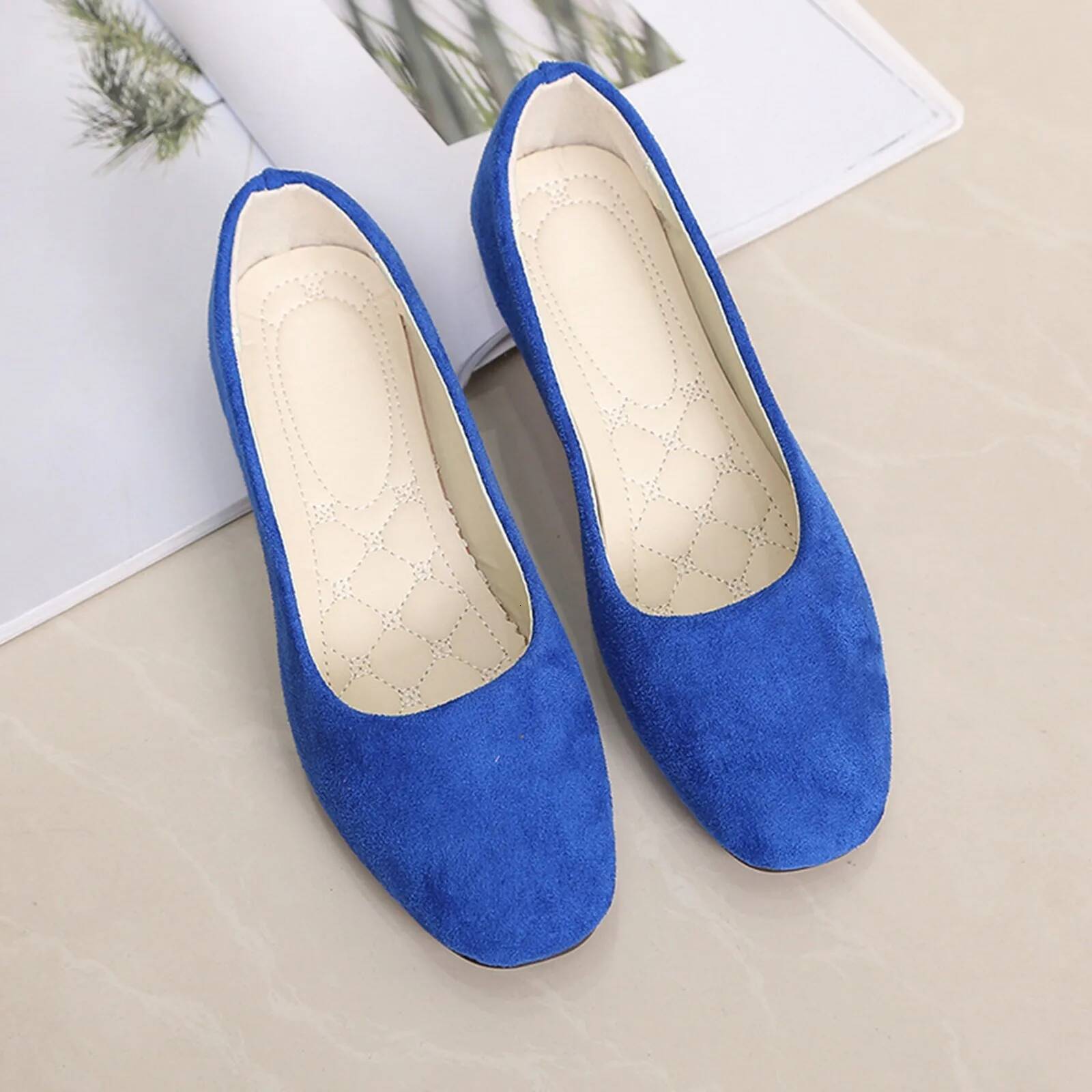 Woman Casual Round Toe Cute Flock Mocasines Ballerina Church Flats Female Suede Elegant Soft Sole Mom Shoes ddmypanda