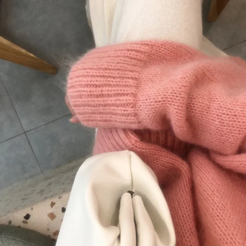 Womens Oversized Thickened Cashmere Sweater round Neck Lazy Style Knitted Base Shirt Autumn Winter Arrival Casual Chic 251023